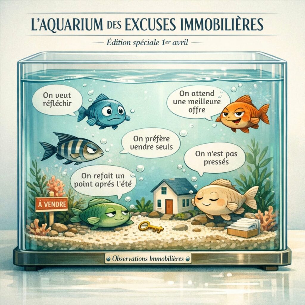 Aquarium des excuses immobilières avec les objections fréquentes des vendeurs